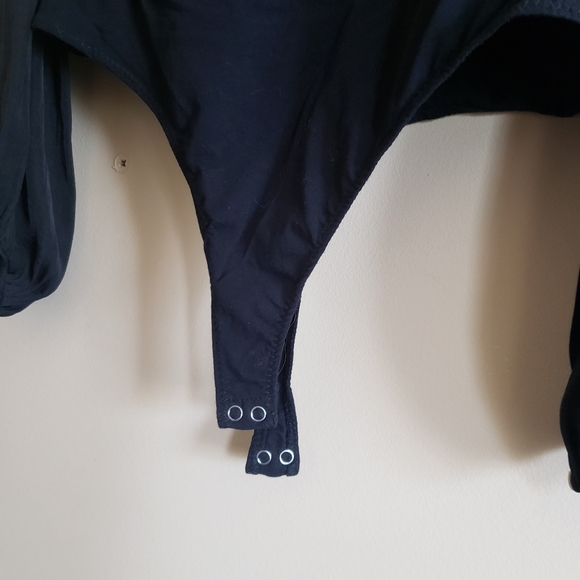 Free People Intimately Smockin' N Rockin' Black Satin Bodysuit - Picture 6 of 7